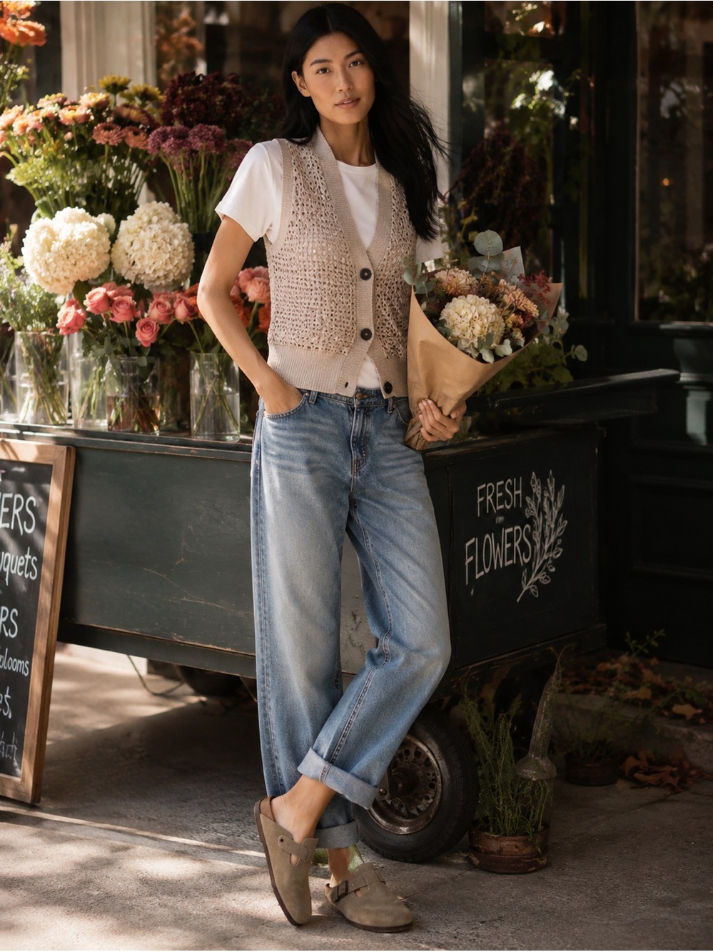 Maeve for Anthropologie Knit Sweater Vest & SS Tee Twofer-small